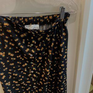 Long Floral Button-Down Skirt